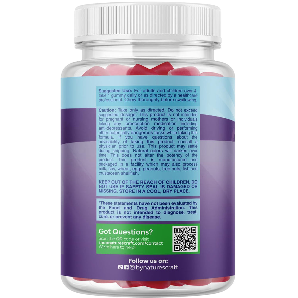 Nature's Craft kids melatonin gummies bottle showing easy nightly routine.