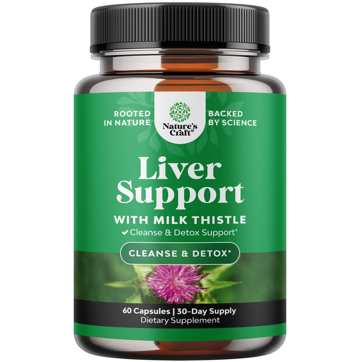 Natures Craft Milk Thistle Liver Support bottle shows premium herbal daily wellness