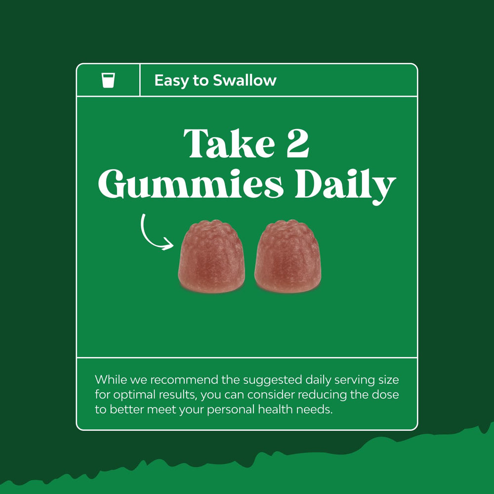 Gummies next to skincare items for a beauty routine.