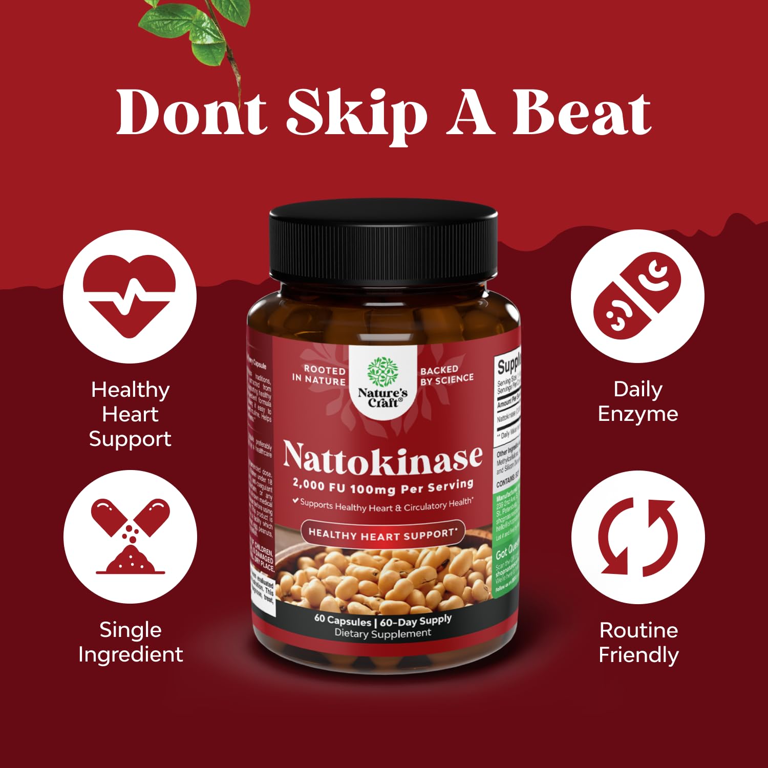 Nature's Craft natto-fermented soybeans visual, source of nattokinase.