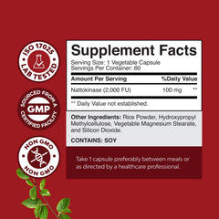 Nature's Craft nattokinase capsules on display for heart wellness.