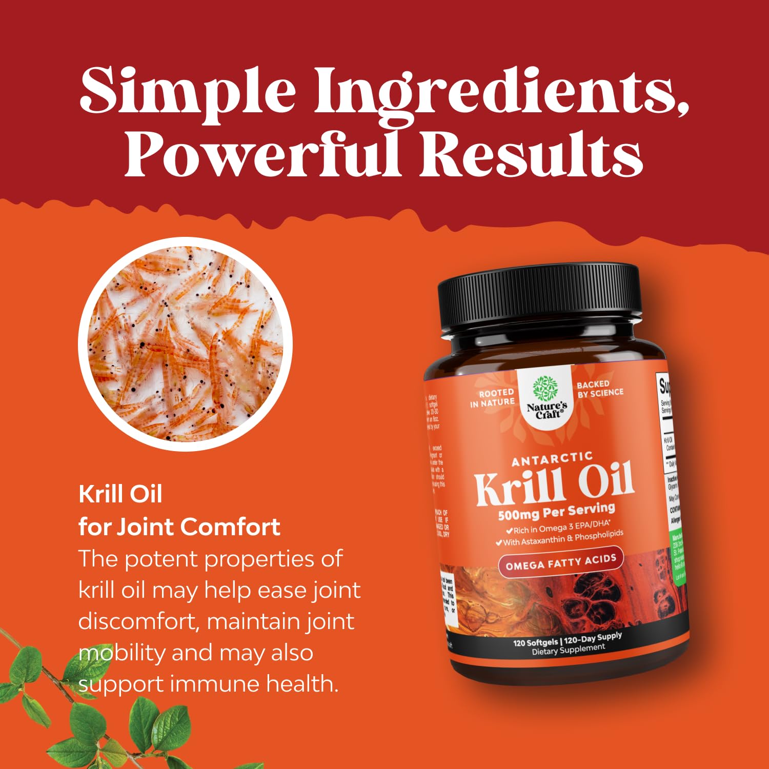 Natures Craft No-aftertaste Krill Oil bottle suggests smooth, burpless experience