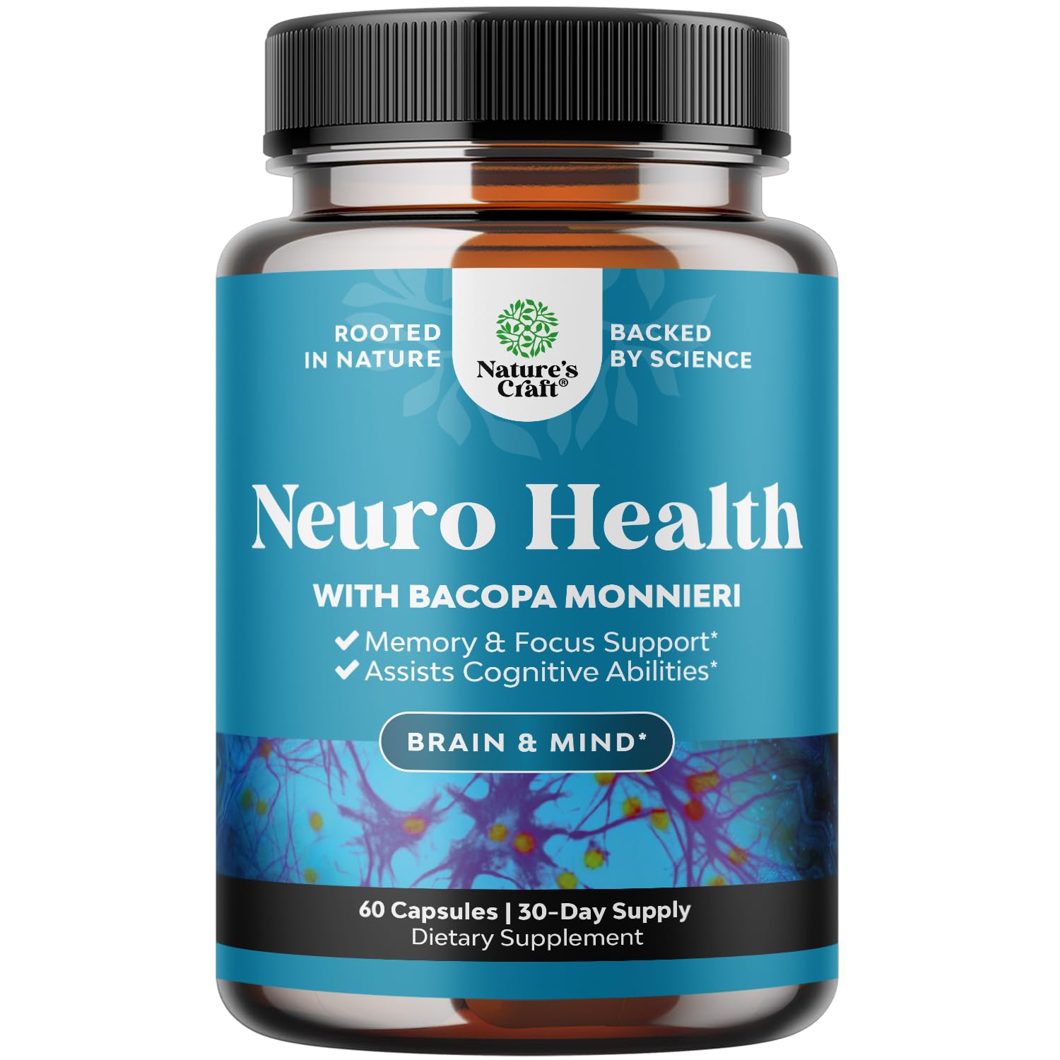 Natures Craft Nootropic bottle on shelf supporting daily focus
