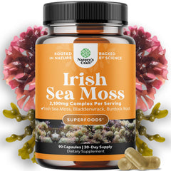 Natures Craft Organic Irish Sea Moss Capsules bottle for easy daily immune and skin support