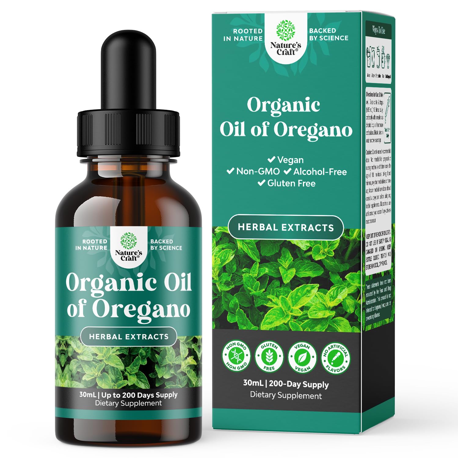 Natures Craft Organic Oregano Oil Drops bottle supports digestive wellness.