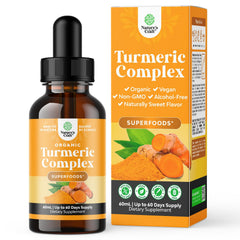 Nature's Craft Organic Turmeric Drops bottle with golden liquid for daily wellness.