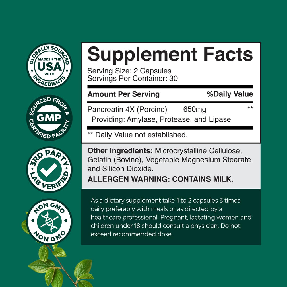 Natures Craft Pancreatin capsules aiding protein digestion for balanced meals