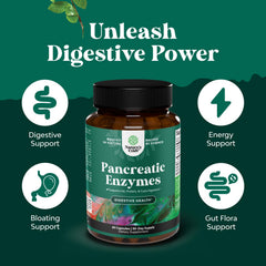 Natures Craft Pancreatin label close-up noting amylase, lipase, and protease ingredients