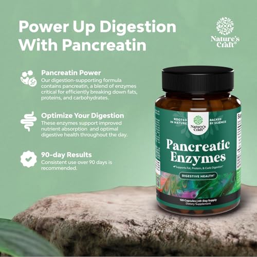 Natures Craft pancreatin packaging front with 120 count