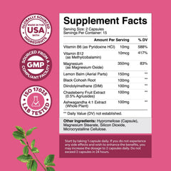 Natures Craft PMS Support capsule closeup featuring DIM and herbal blend for balance