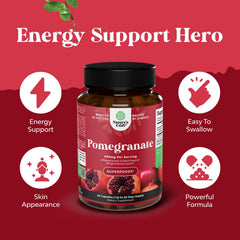Natures Craft Pomegranate Capsules closeup: real fruit polyphenols in every capsule.