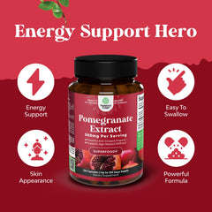 Natures Craft pomegranate extract powder close-up highlighting natural polyphenols.