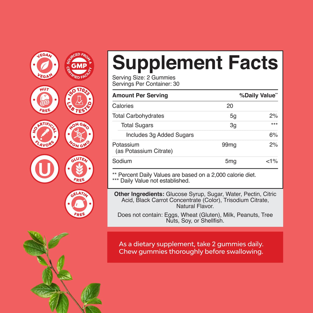 Potassium Gummies strawberry flavor by Natures Craft for convenient daily supplementation