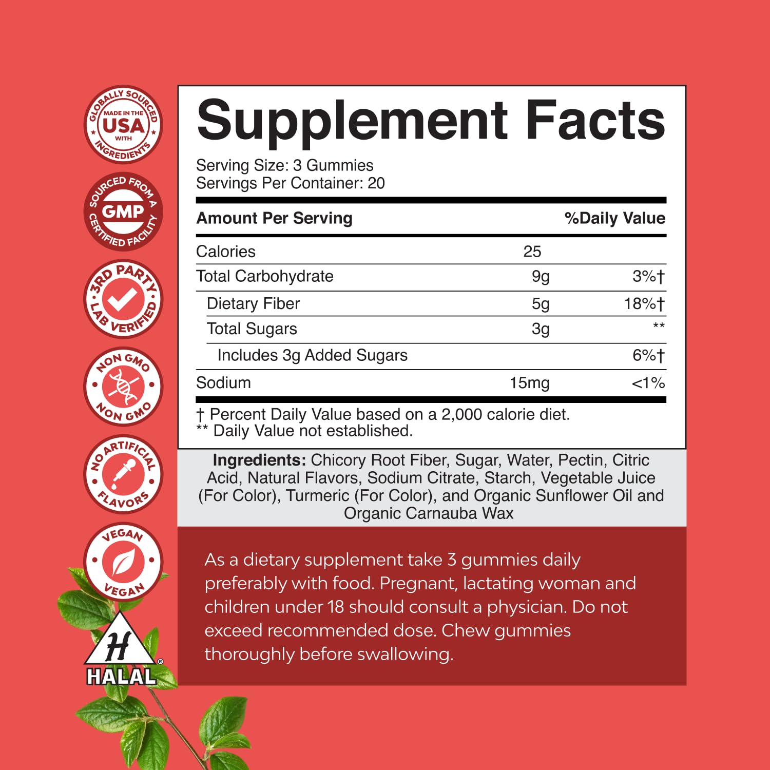 Nature's Craft prebiotic fiber gummies adults jar display promoting daily gut wellness