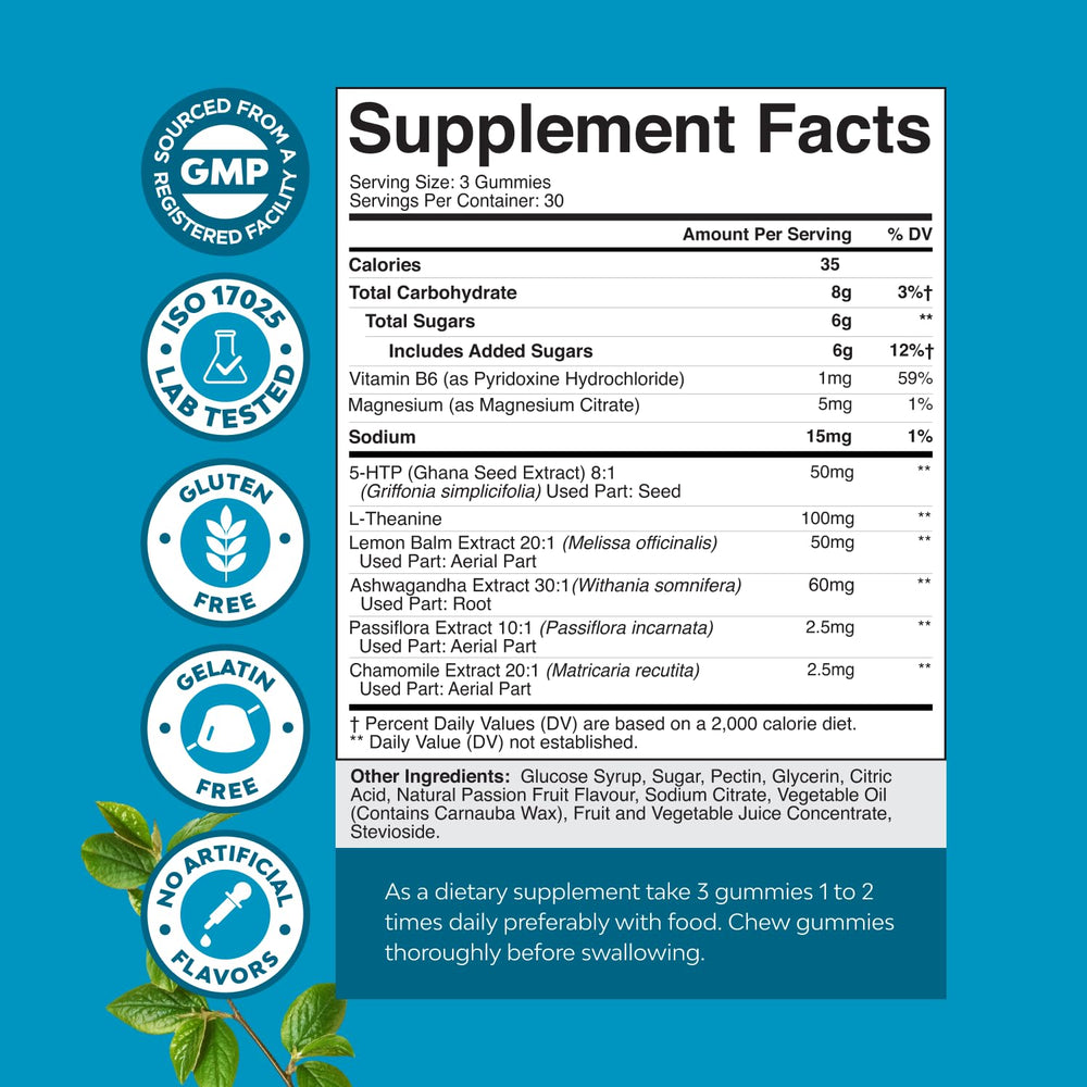 Natures Craft Pure Calm gummies close-up highlighting high absorption magnesium citrate.