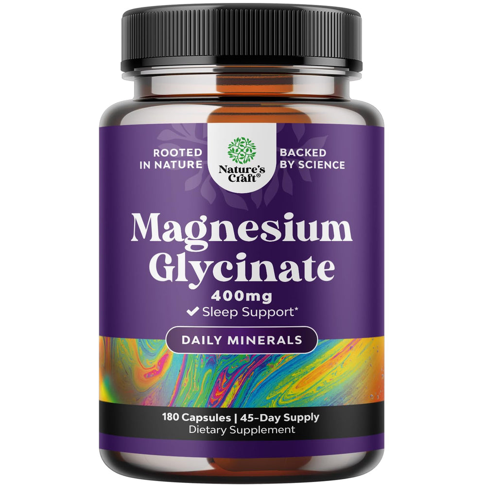 Natures Craft Pure Magnesium Glycinate 400mg bottle front highlighting high-absorption formula
