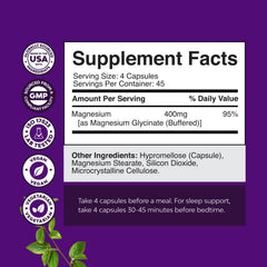 Natures Craft Pure Magnesium Glycinate 400mg bottle label shows purity and chelated absorption