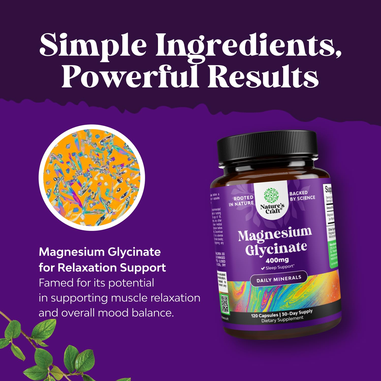 Natures Craft label closeup reveals chelated magnesium information