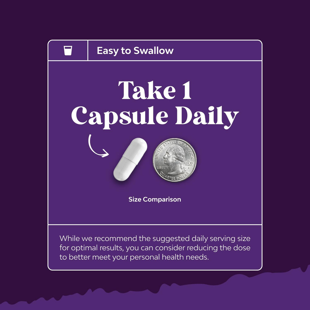 Pouring Natures Craft SAM-e capsules to illustrate daily dosage.