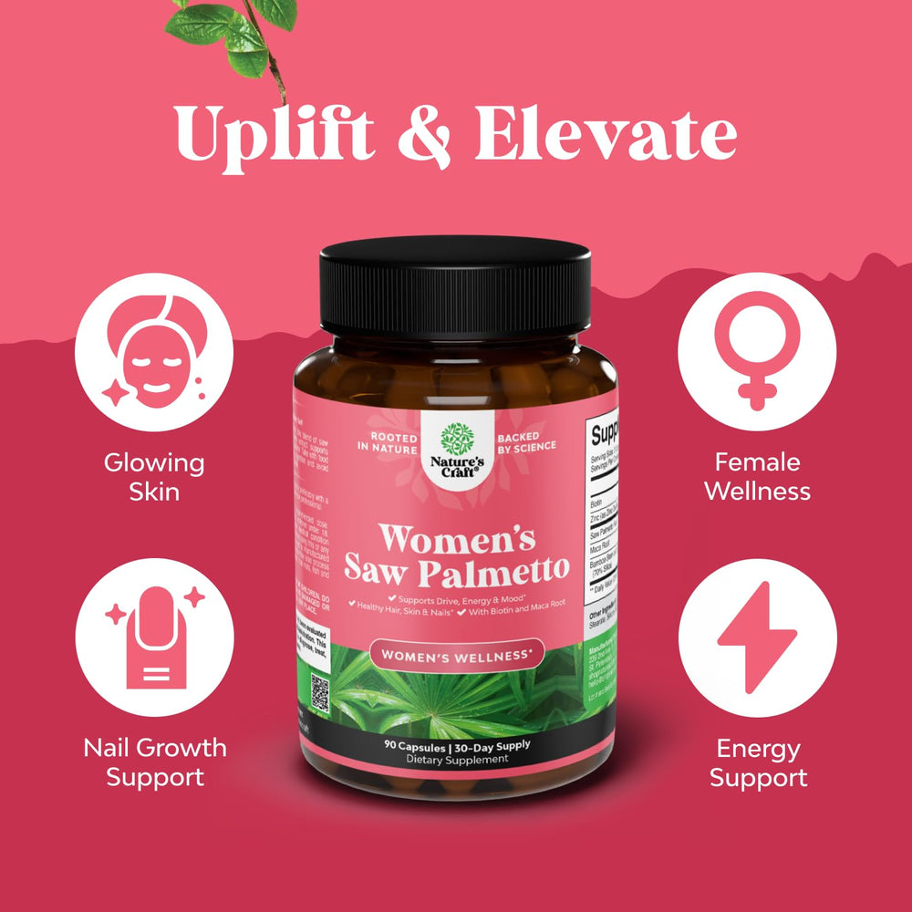 Nature's Craft pure saw palmetto extract capsules closeup shows clean, quality capsules
