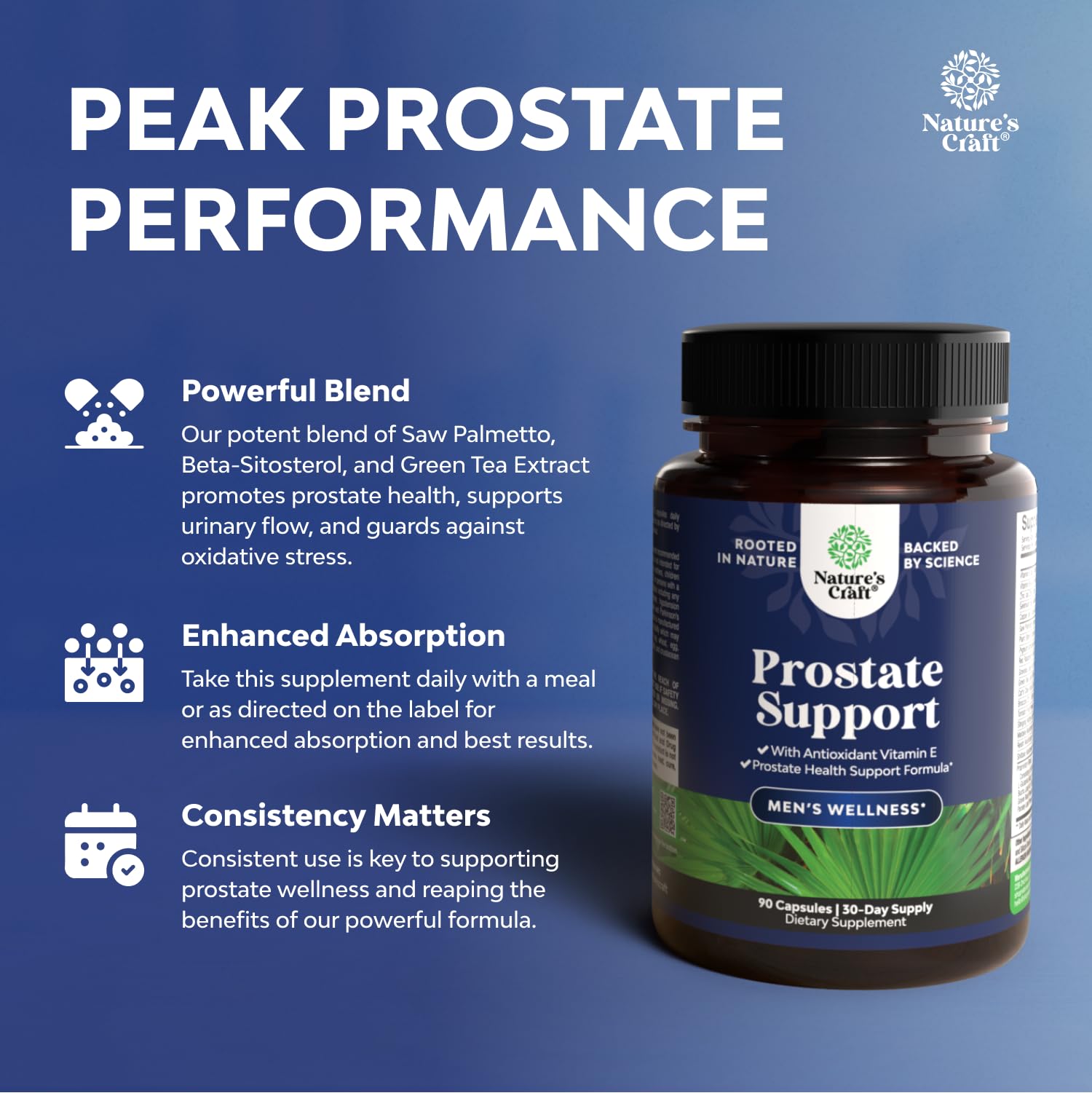 Nature's Craft Beta Sitosterol plant sterols aid bladder-friendly wellness.