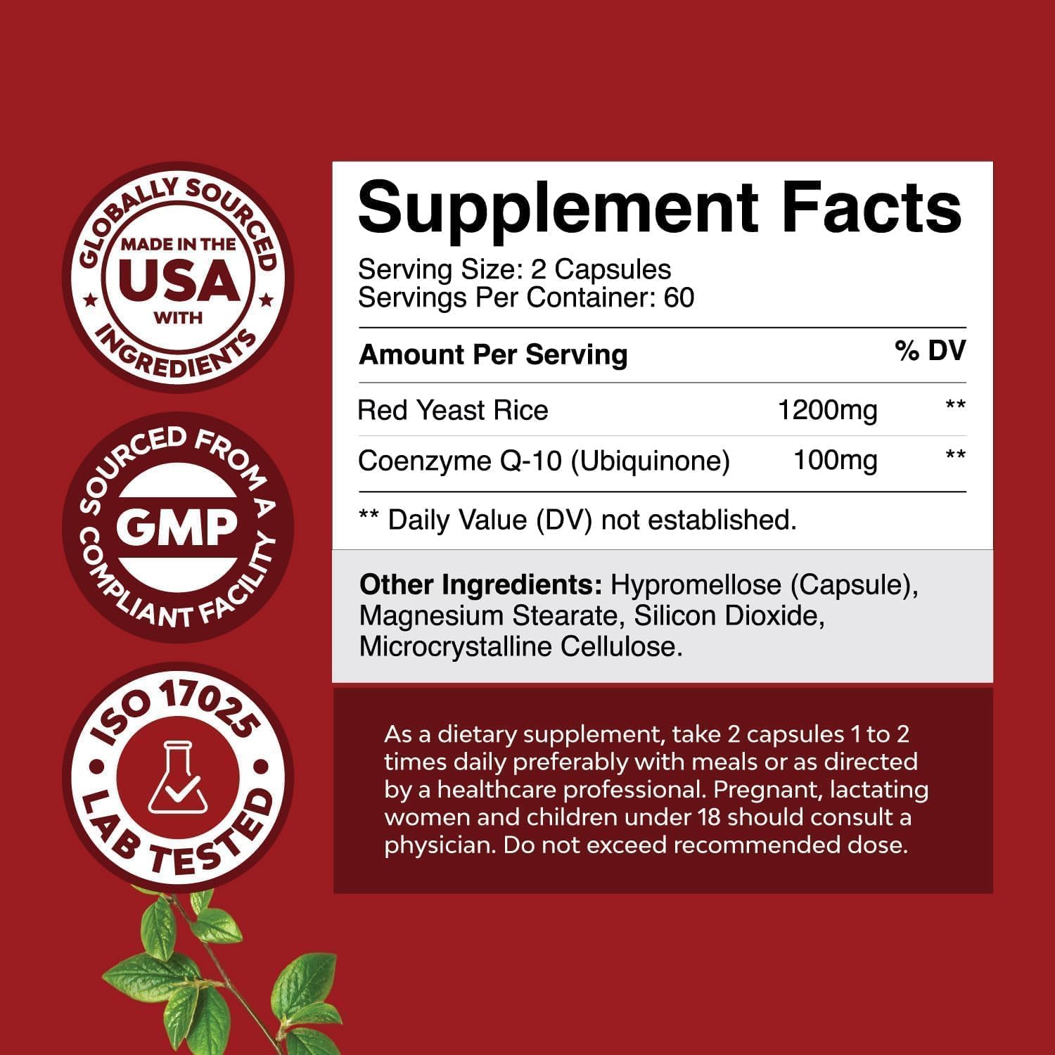 Nature's Craft Red Yeast Rice with CoQ10 capsules close-up showing texture