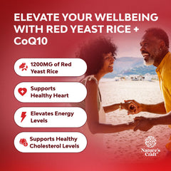 Label on Nature's Craft bottle highlights 1200 mg red yeast rice and 100 mg CoQ10