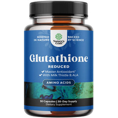 Natures Craft Reduced Glutathione capsule closeup for potential clearer skin.