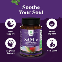 Natures Craft Sam-E 200mg label close-up showing dosage for mood support.