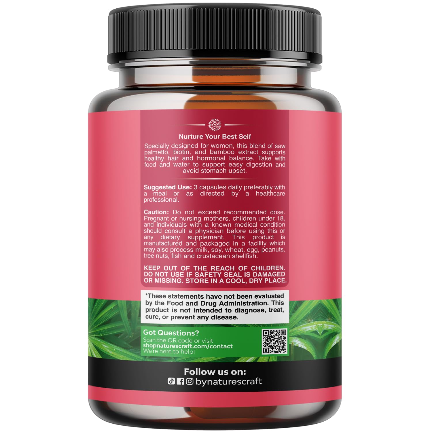 Nature's Craft Saw Palmetto capsules pack ready for on-the-go hair support
