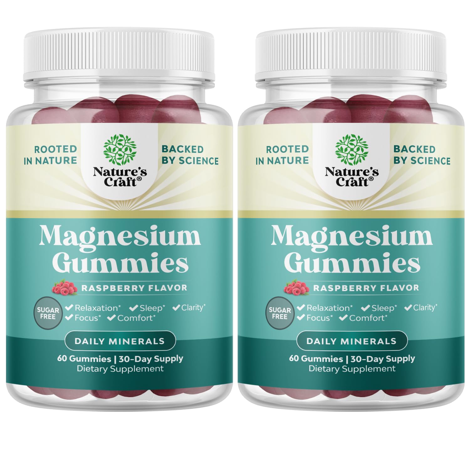 Natures Craft sugar-free magnesium gummies bottle with berry flavor for daily calm.