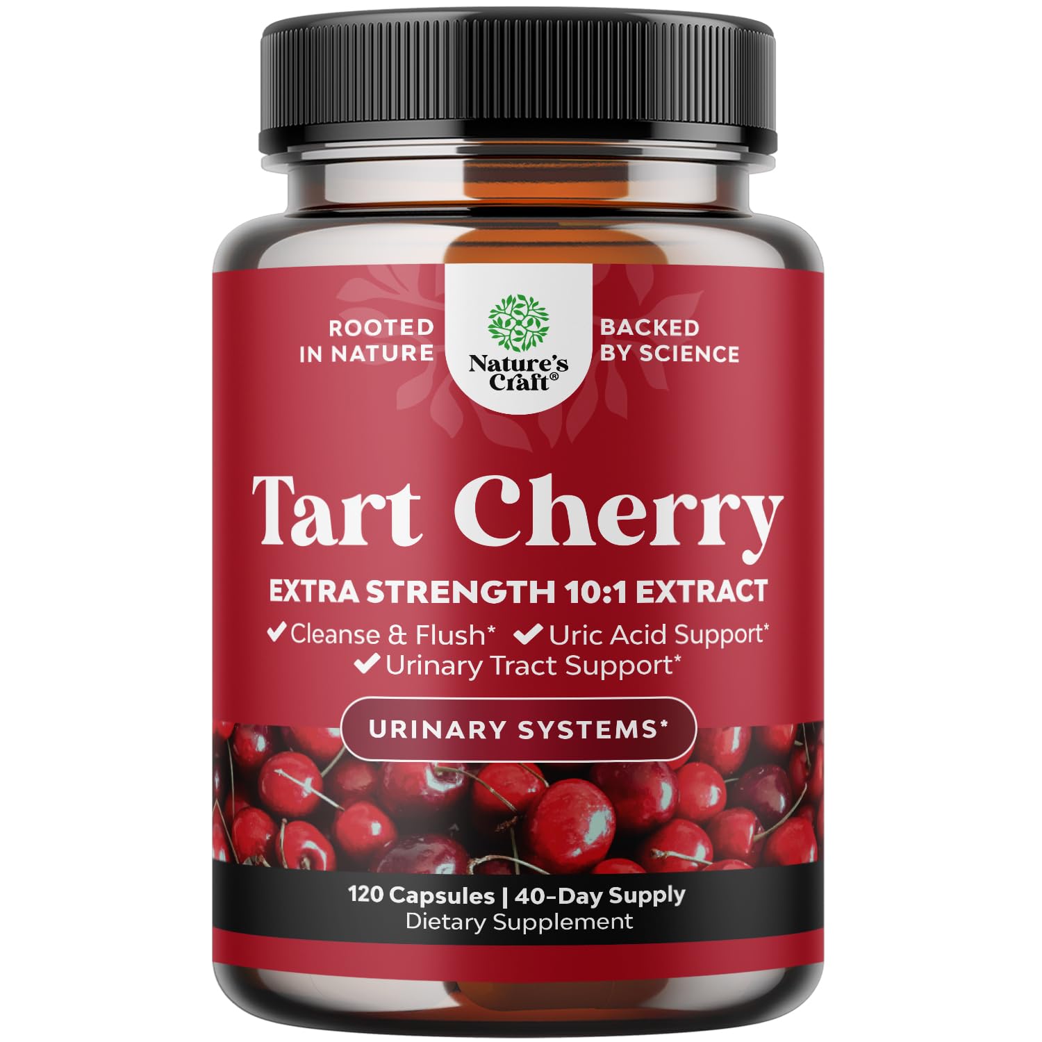 Nature's Craft tart cherry extract capsules bottle for daily joint support.