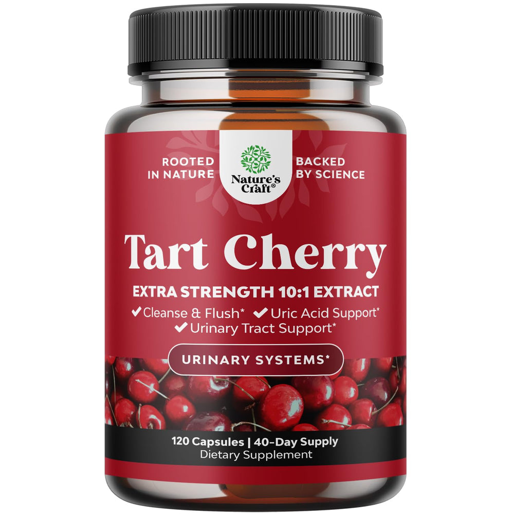 Nature's Craft tart cherry extract capsules bottle for daily joint support.