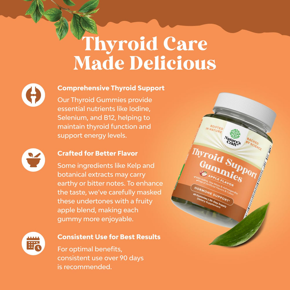 Natures Craft thyroid gummies L-tyrosine and B12 blend for energy support