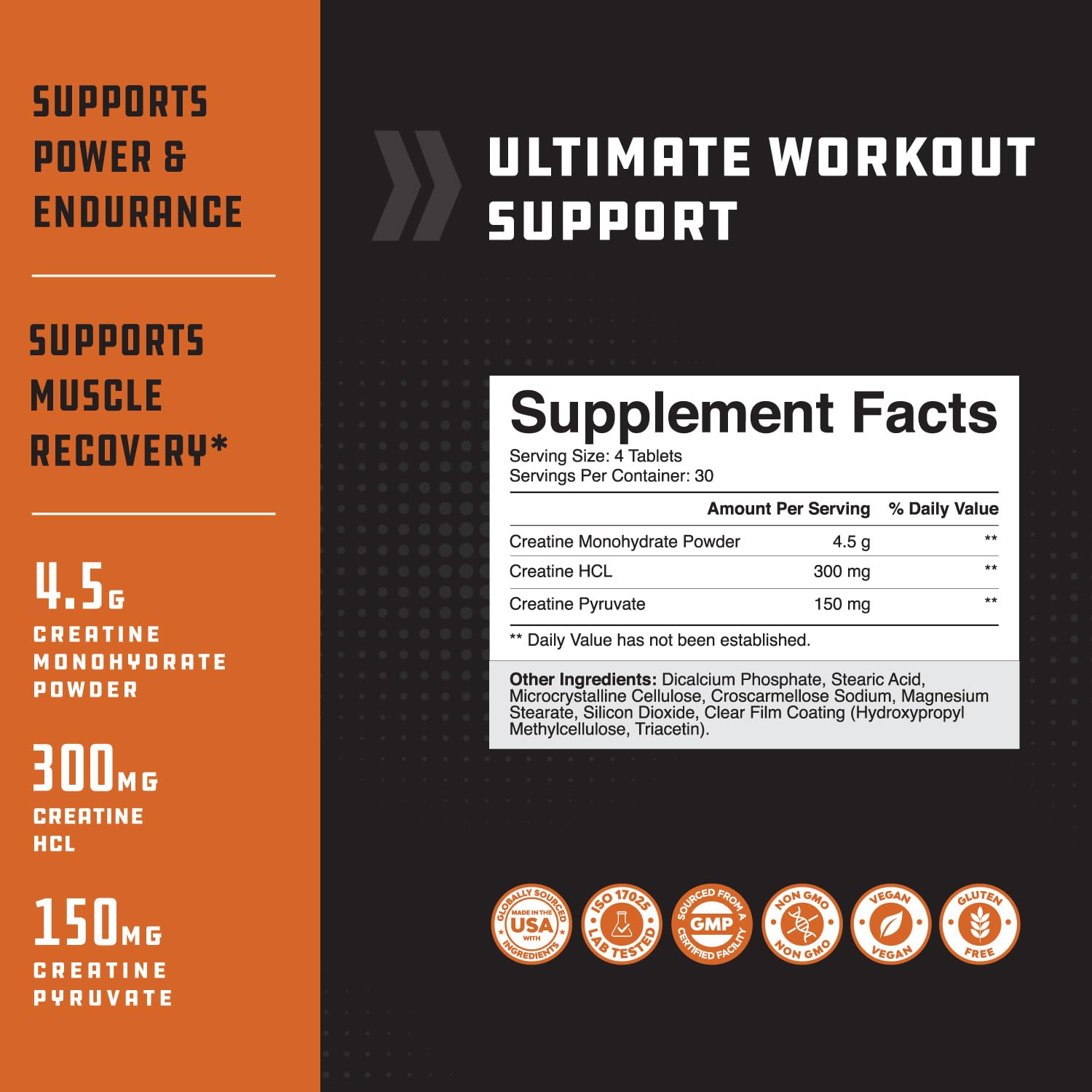 Natures Craft Tri-Phase Creatine Tablets close-up of compact pills for workouts