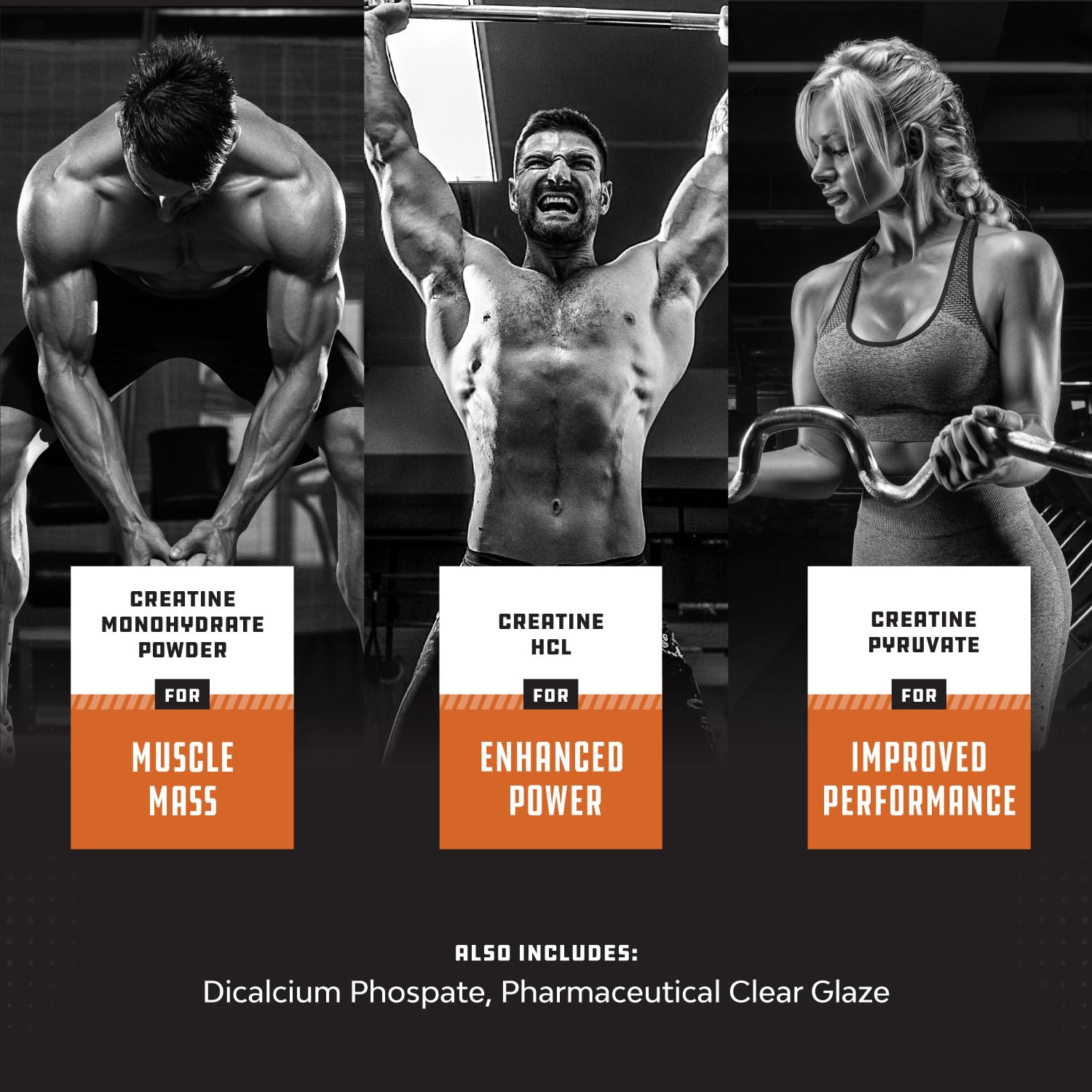 Natures Craft Tri-Phase Creatine Tablets label close-up with dosage