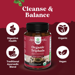 Natures Craft Triphala capsules closeup on vegan organic formulation