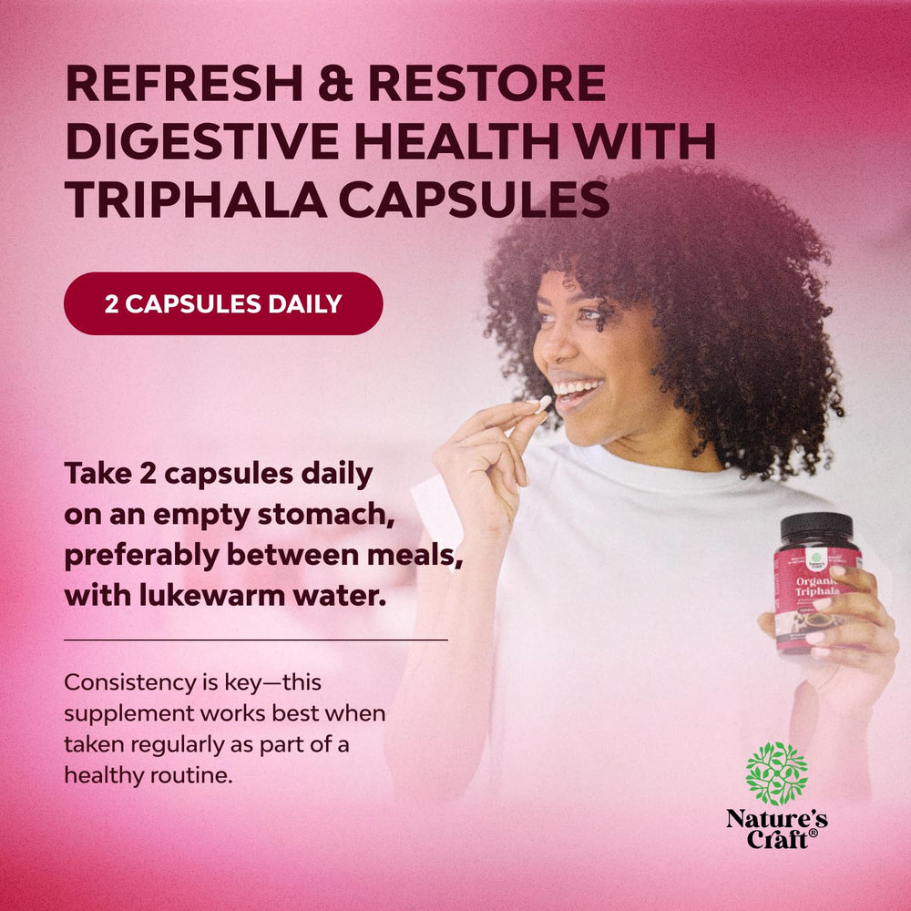 Natures Craft Triphala ingredients amla bibhitaki haritaki highlighted in herbal blend