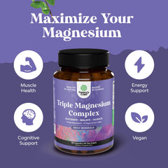 Natures Craft Triple Magnesium bottle back label details the 180 capsules