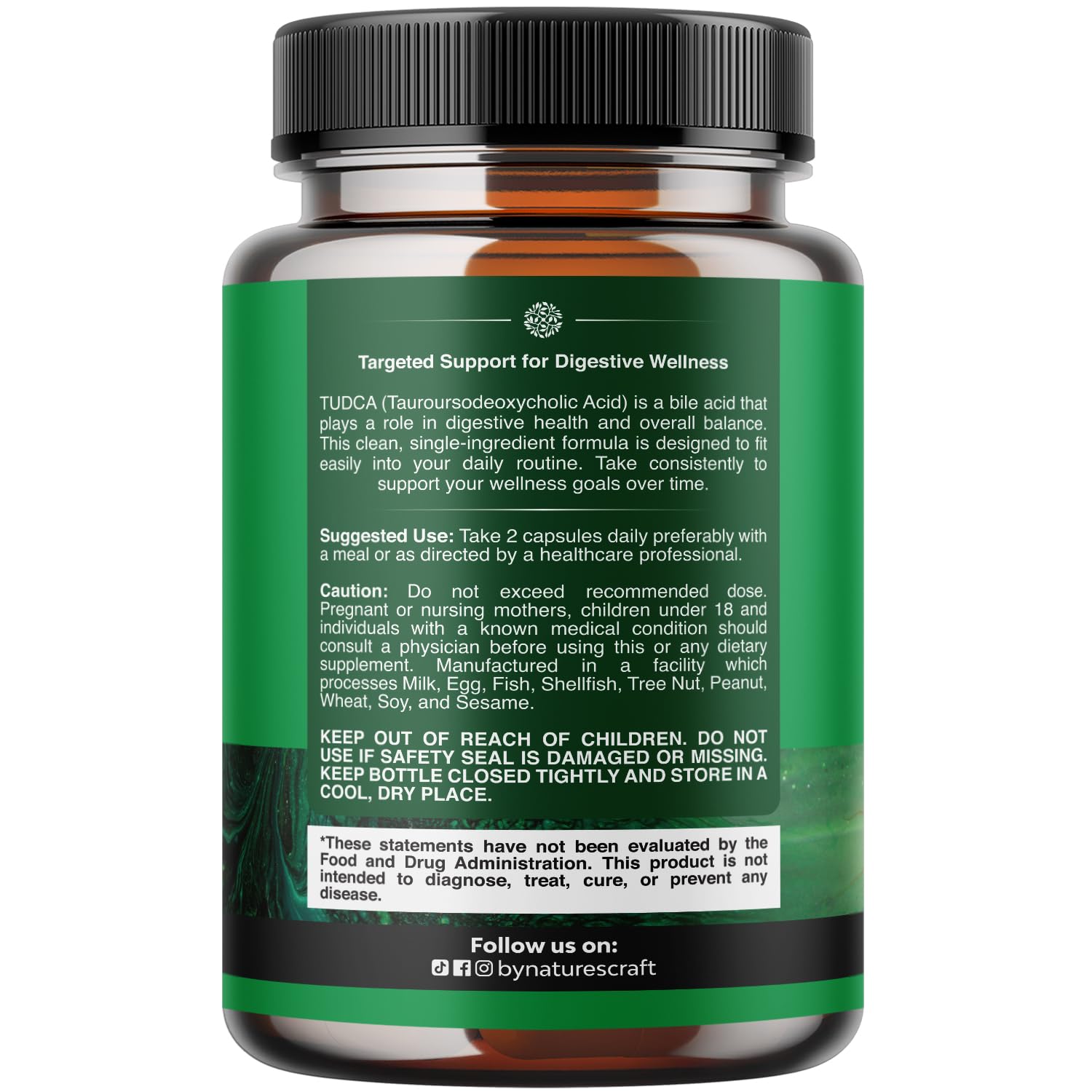 Natures Craft Tudca capsules close-up highlighting small, easy-to-swallow pills