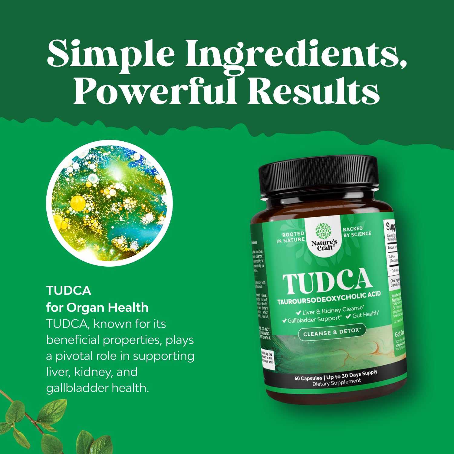 Natures Craft Tudca packaging stack conveying value and trust