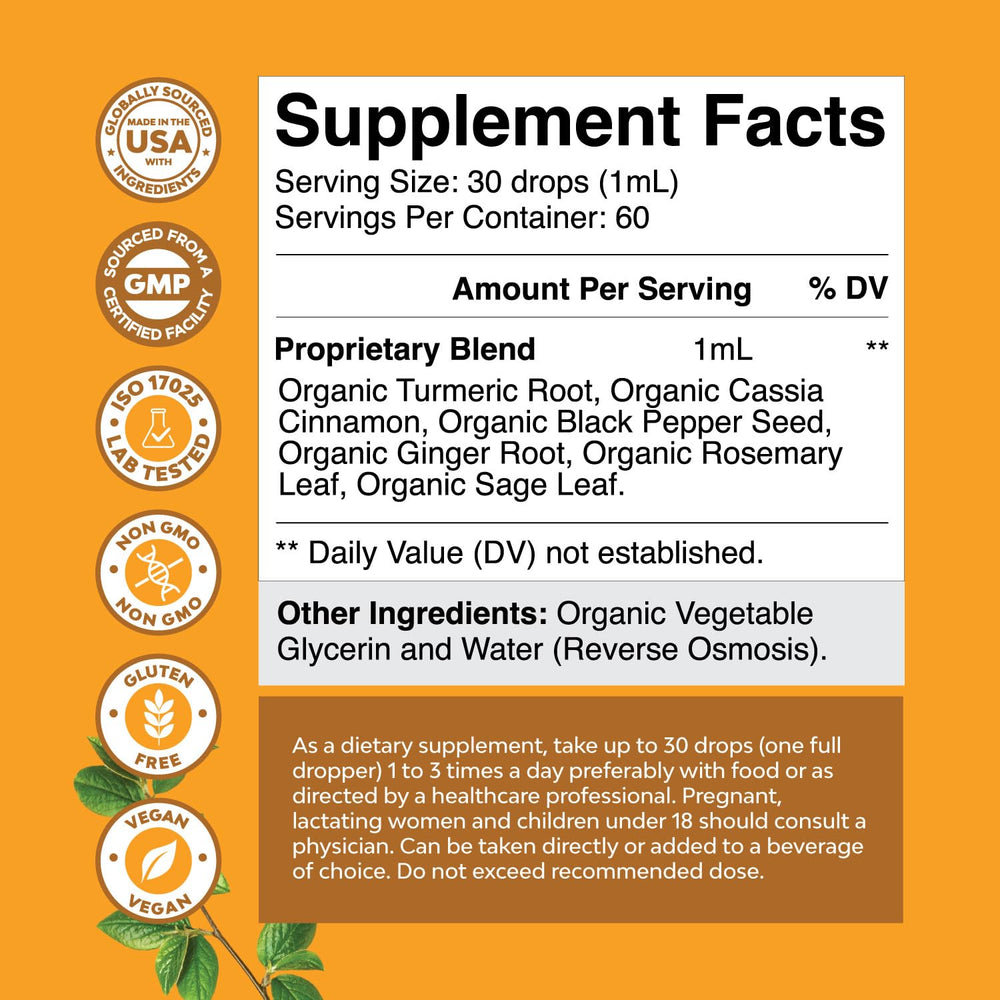 Nature's Craft Turmeric Drops dropper enabling easy daily dosing.