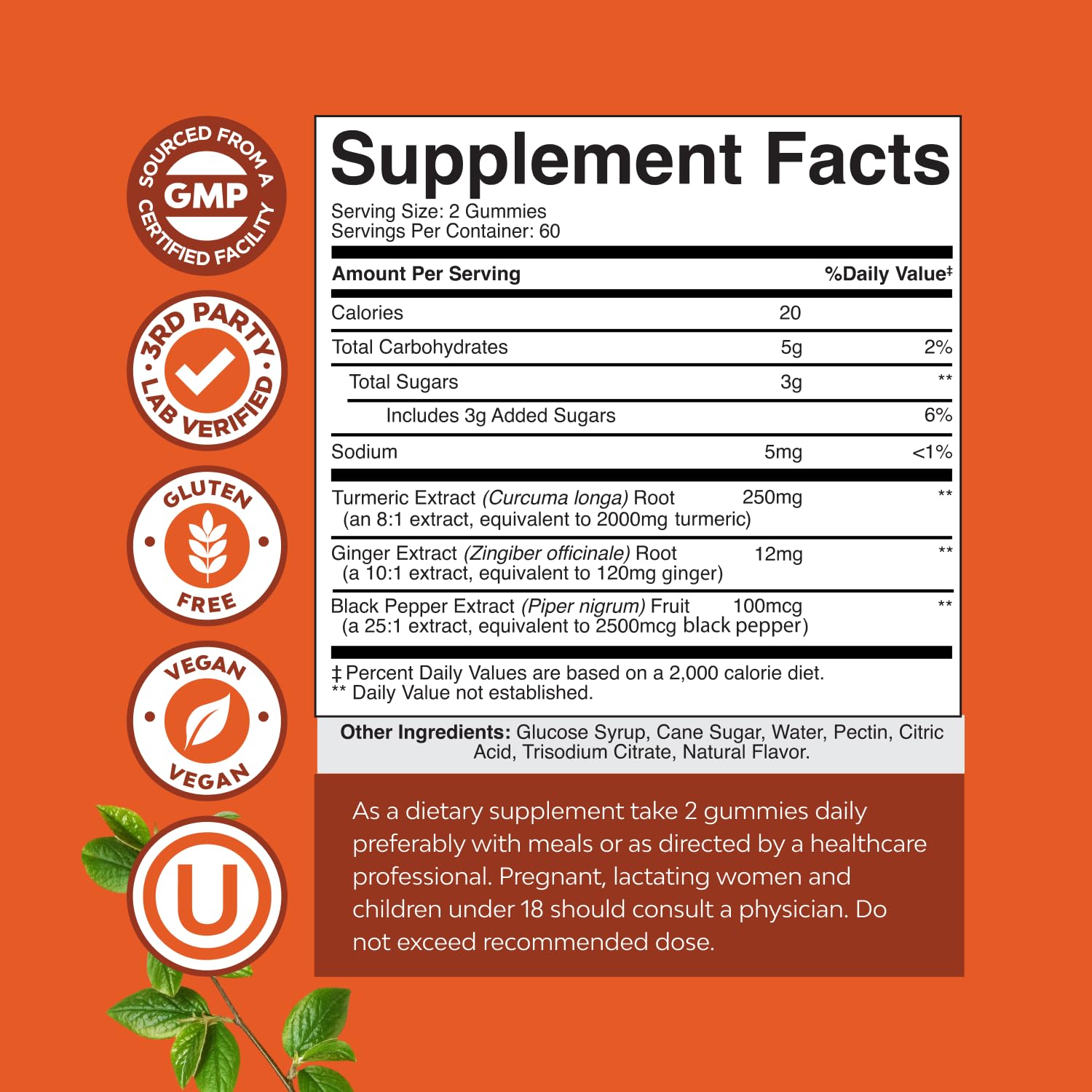 Natures Craft turmeric gummies with black pepper image highlighting absorption booster.