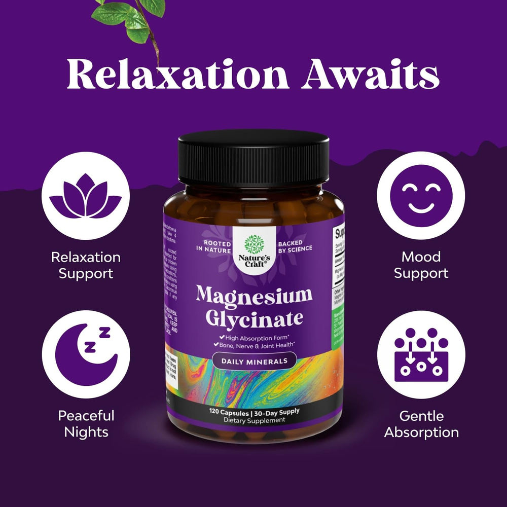 Natures Craft unflavored magnesium glycinate pills ideal for sensitive stomachs.