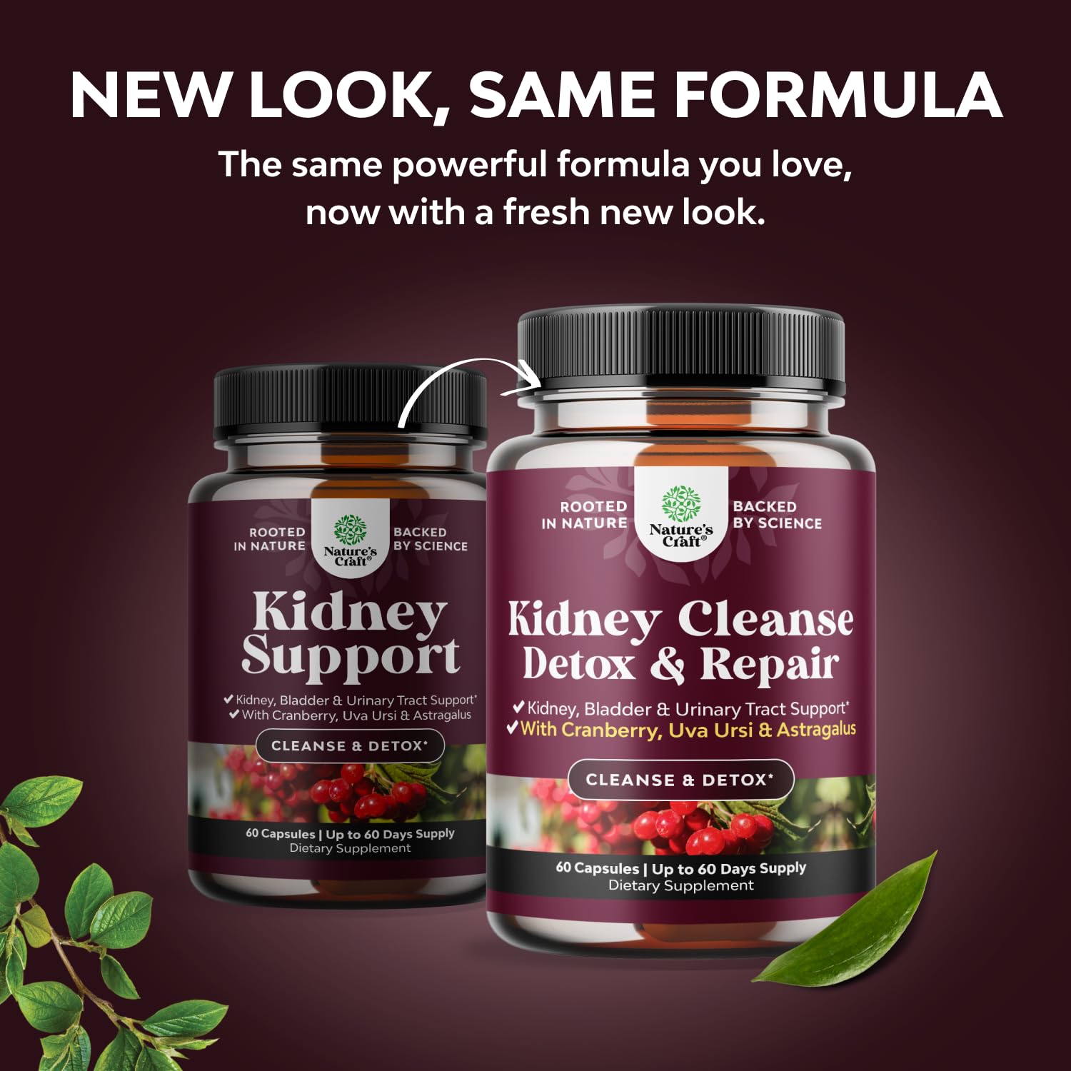 Natures Craft uva-ursi blend capsules emphasizing natural urinary tract wellness.