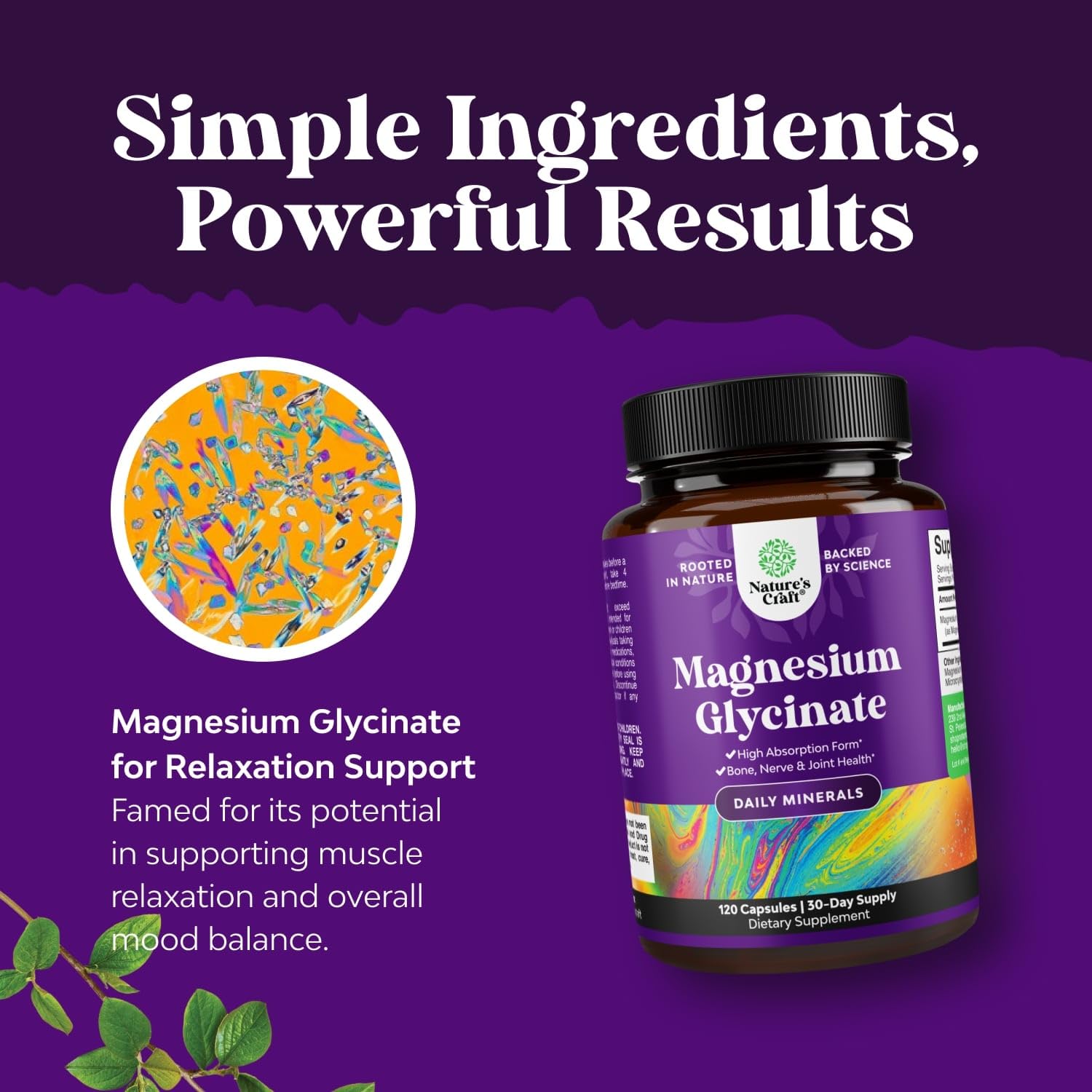 Natures Craft vegan, chelated magnesium capsules offer gentle digestion and higher absorption.