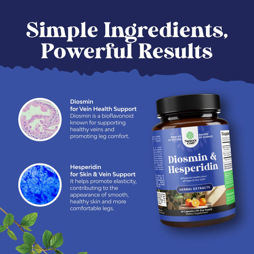 Natures Craft vein health supplement label emphasizes oxidation balance support.