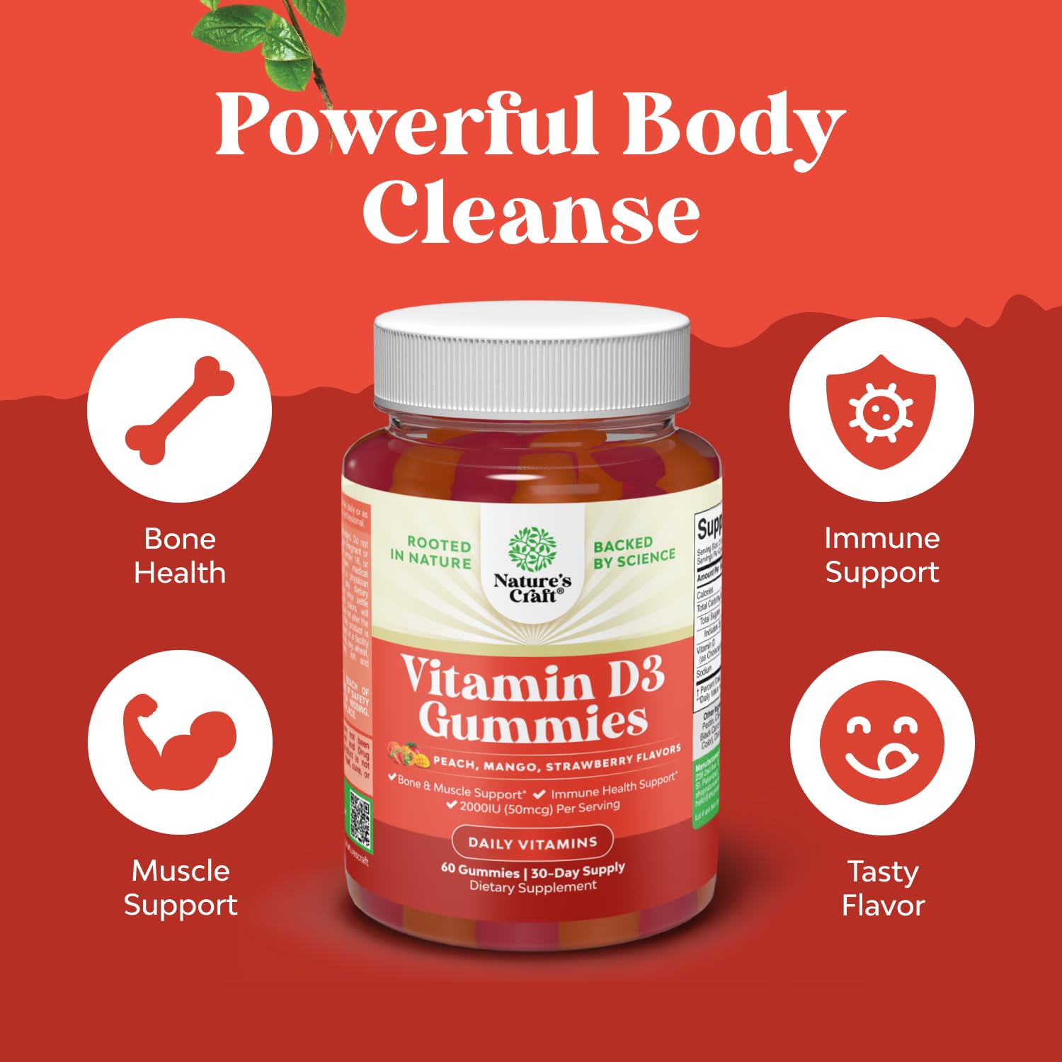 Natures Craft Vitamin D3 Gummies serving suggestion for easy daily intake.