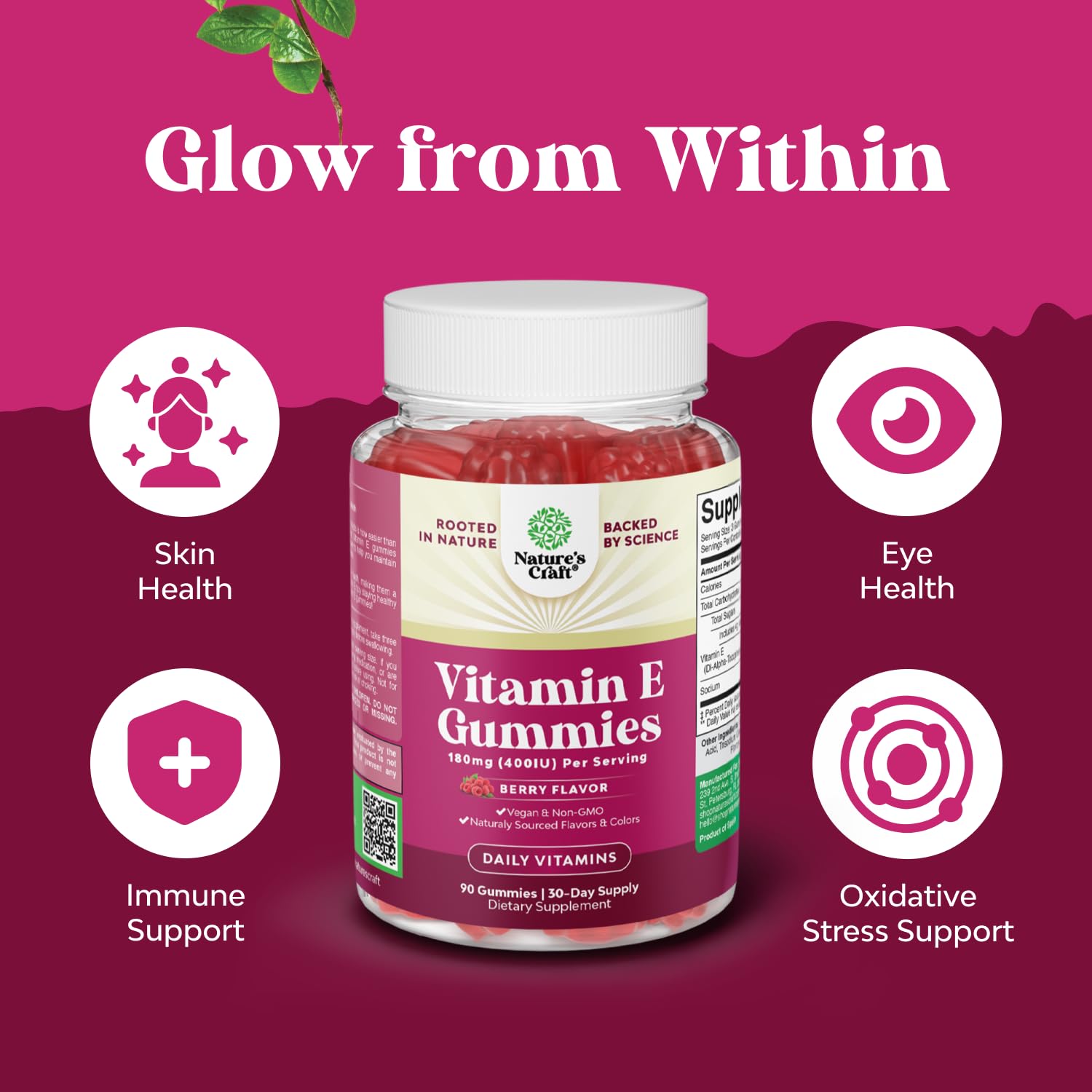 Natures Craft Vitamin E Gummies serving shot for easy daily intake