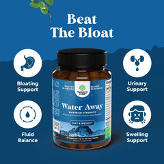Natures Craft Water Away pills vitamin B6 and potassium capsule close-up for gentle support.